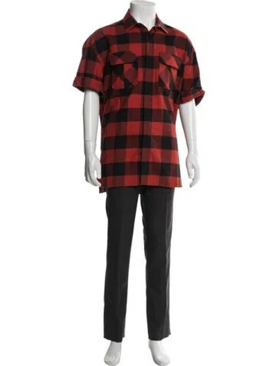 Pre-owned Neil Barrett Plaid Print Short Sleeve Shirt In Red