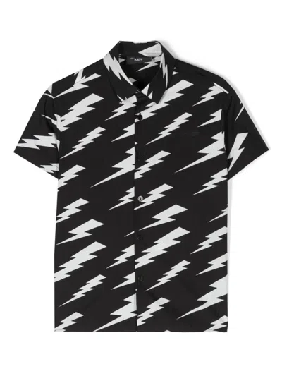 Neil Barrett Mini Poplin Shirt For Boys In Black