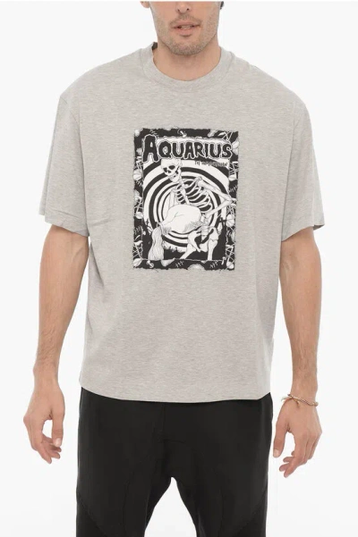 Neil Barrett Printed Aquarius The Humanitarian Crew-neck T-shirt In Grey
