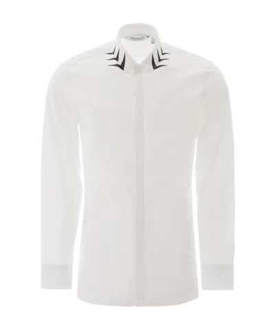 Neil Barrett Printed Collar Shirt In White