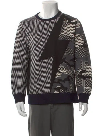 Pre-owned Neil Barrett Printed Crew Neck Pullover In Black