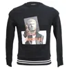 Neil Barrett Printed Crewneck Sweater In Black Cotton