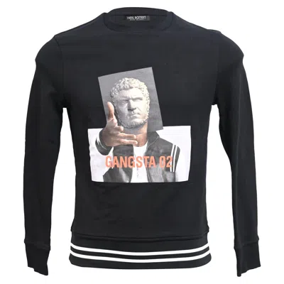 Neil Barrett Printed Crewneck Sweater In Black Cotton