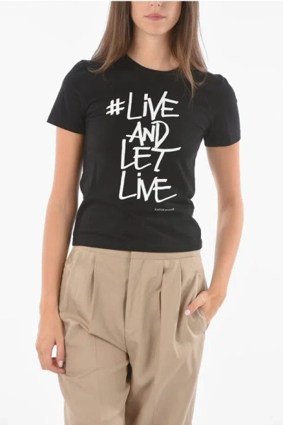 Neil Barrett Printed Live And Let Live Petit Fit T-shirt In Black