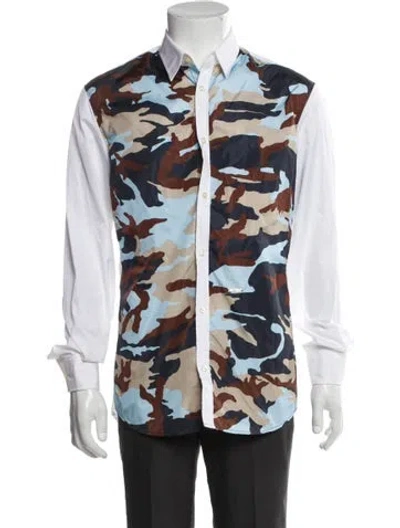 Pre-owned Neil Barrett Printed Long Sleeve Shirt In Blue