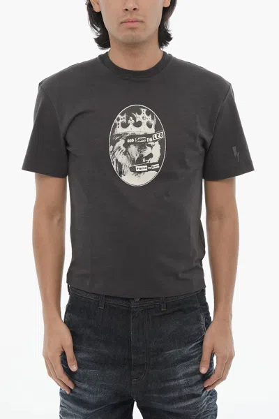 Neil Barrett Printed Rock Band Zodiac Leon Crew-neck T-shirt In Grey