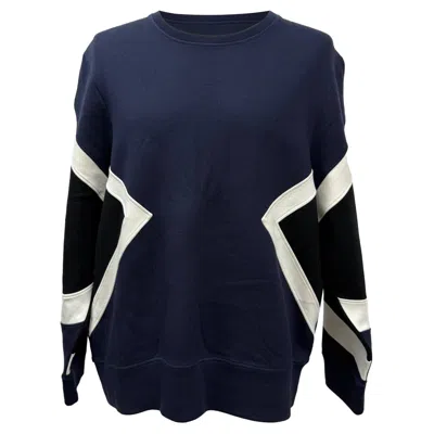 Neil Barrett Printed Sweater In Navy Blue Cotton