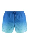 Neil Barrett Screen Print All-over Bolt Swim Shorts In Blue