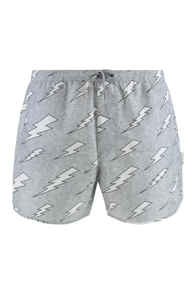 Neil Barrett Printed Swim Shorts In Gray
