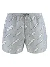 Neil Barrett All-over Rain Bolts Swim Shorts In Gray