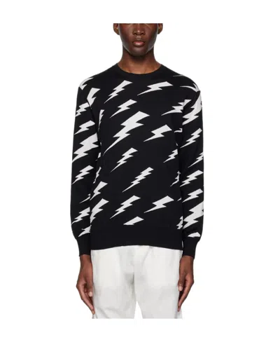 Neil Barrett Raining Bolts Sweater In Black