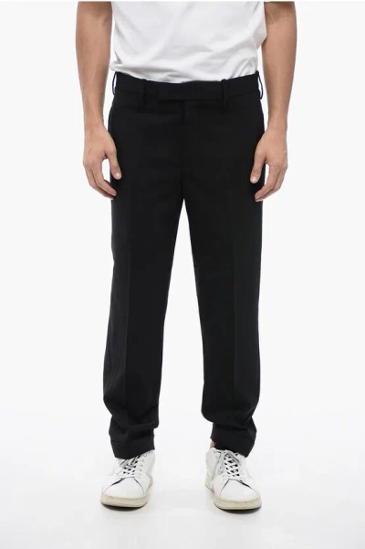 Neil Barrett Regular Rise Metal Hem Wool Blend Pants In Black