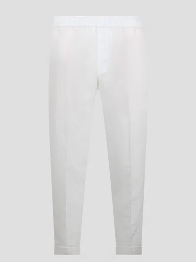 Neil Barrett Rem Slim Low Rise Elastic Waistband Trousers In White