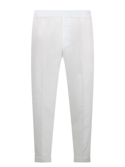 Neil Barrett Rem Slim Low Rise Elastic Waistband Trousers In White