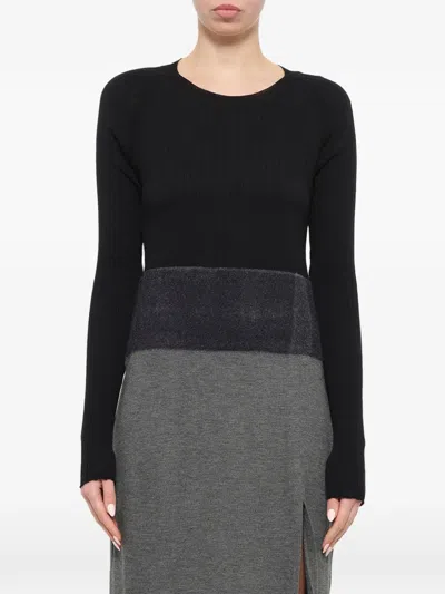 Neil Barrett Ribbed Side-slit Midi Dress In Black