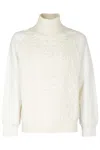 Neil Barrett Rollneck Cable Knit Hybrib Sweater In White