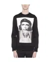 Neil Barrett Men's Black Neoprene Sweatshirt With Print And Double Lateral Zip In Black