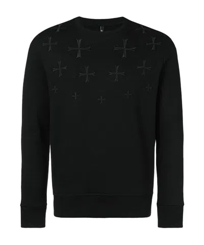 Neil Barrett Round-necked Logo Sweater In Black