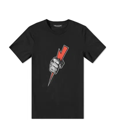 Neil Barrett Round-necked Logo T-shirt In Black