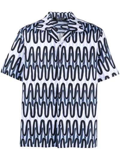 Neil Barrett Shirt Uomo Soft Fabric In Sky+navy+black