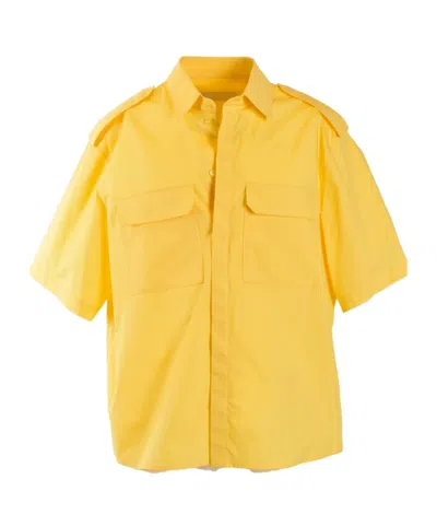Neil Barrett Short-sleeve Cotton Shirt In 700n Yellow