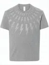 Neil Barrett Short-sleeve Grey T-shirt With Lightning Bolt Motif In Gray