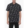 Neil Barrett Short Sleeve Hirt With All-over Thunderbolt Print