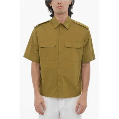Neil Barrett Short Sleeved Loose Fit Shirt With Double Breast Pocket In Green
