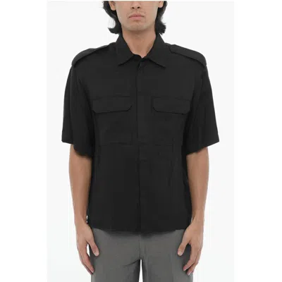 Neil Barrett Short Sleeved Loose Fit Shirt With Double Breast Pocket In Black