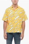 Neil Barrett Short Sleeved Shirt With All-over Thunderbolt Print In Yellow