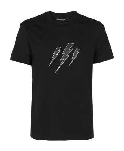 Neil Barrett Short-sleeved T-shirt With Round Neck In Black