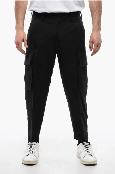 Neil Barrett Silk Blend Fireman Cargo Pants In Black