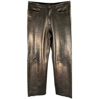 Pre-owned Neil Barrett Size 31 Black Metallic Leather Dress Pants