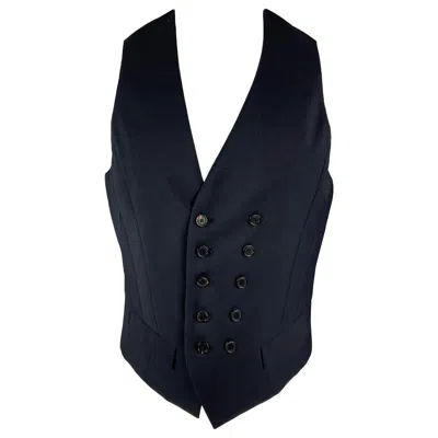Pre-owned Neil Barrett Size 38 Black Pinstripe Wool Double Breasted Vest