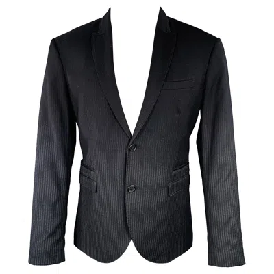 Pre-owned Neil Barrett Size 40 Black Grey Pinstripe Wool Ombre Effect Slim Fit Sport Coat In Gray