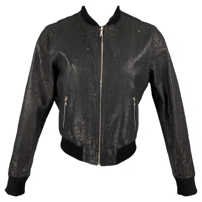 Pre-owned Neil Barrett Size L Black Distressed Leather Bomber Jacket