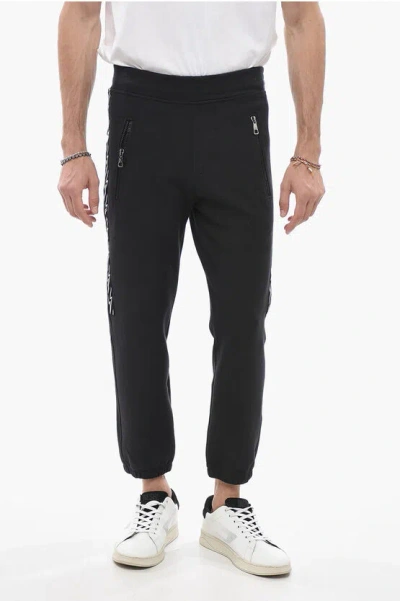 Neil Barrett Skinny Fit Joggers With Side Thunderbolts Print In Black
