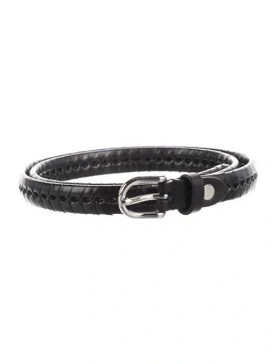 Pre-owned Neil Barrett Skinny Leather Waist Belt W/ Tags In Black