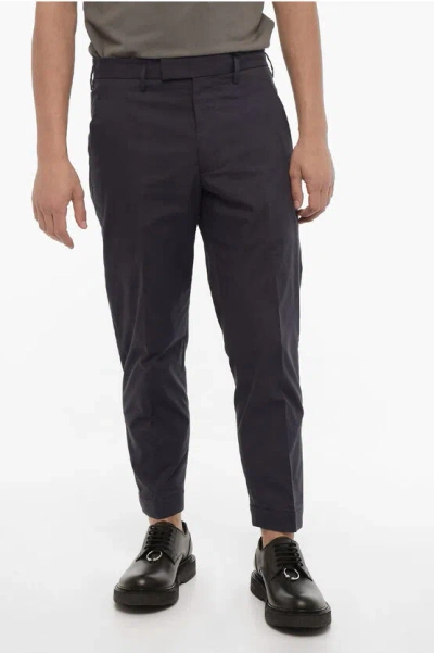 Neil Barrett Slim Fit Cotton Blend Pants With Adjustable Ankle In Black