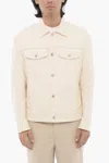 Neil Barrett Slim Fit Cotton Twill Jacket With Logoed Buttons In Beige