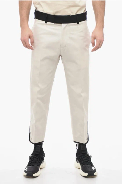 Neil Barrett Slim Fit Cotton Twill Tom Pants With Contrast Waistband In Neutral