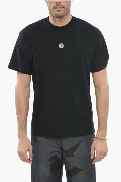 Neil Barrett Slim Fit Crew-neck T-shirt With Eyelet Detail In Black