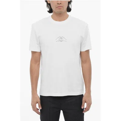 Neil Barrett Slim Fit Crew-neck T-shirt With Heart Print In White