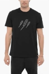 Neil Barrett Slim Fit Crew-neck T-shirt With Thunderbolts Print