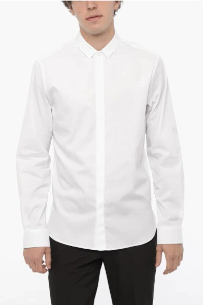Neil Barrett Slim Fit Cut Out Bolt Shirt With Hidden Buttoning In White