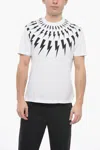 Neil Barrett Slim Fit Fairisle Thunderbolt Crew-neck T-shirt In White
