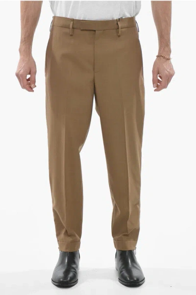 Neil Barrett Slim Fit Jamie Chinos Pants With Ankle Zips In Brown