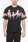 Neil Barrett Slim Fit Jumblend Bolt Crew-neck T-shirt In Black