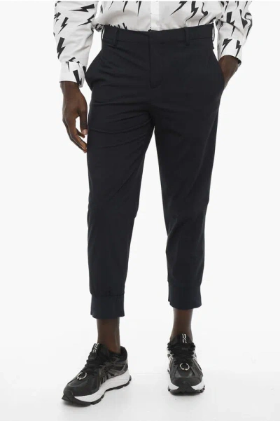 Neil Barrett Slim Fit Pants With Ribbed Cuff In Black
