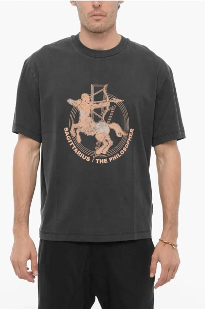 Neil Barrett Slim Fit Sagittarius The Philosopher Crew-neck T-shirt In Grey